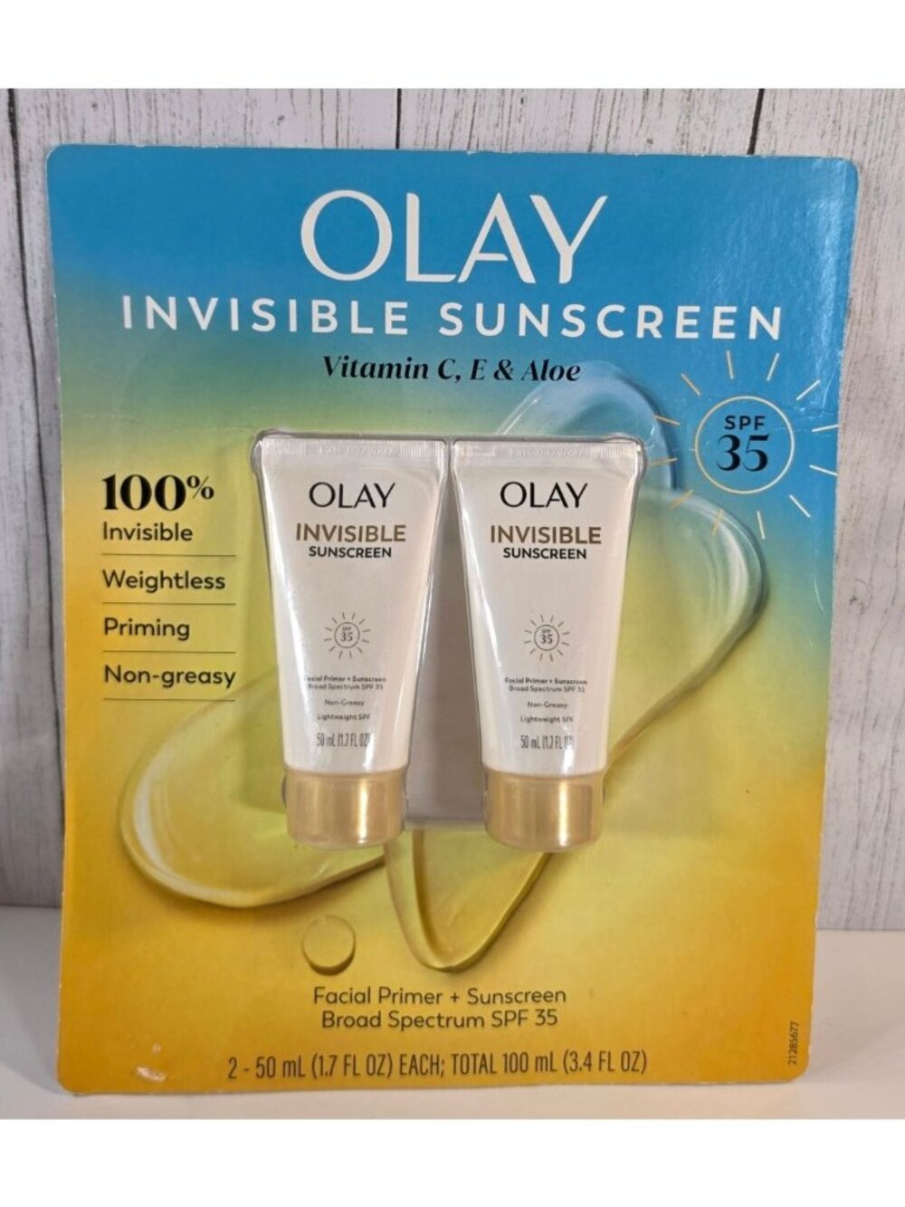 OLAY INVISIBLE SUNSCREEN SPF 35 FACE PRIMER  2 PACK 1.7 OZ EACH NEW SEALED